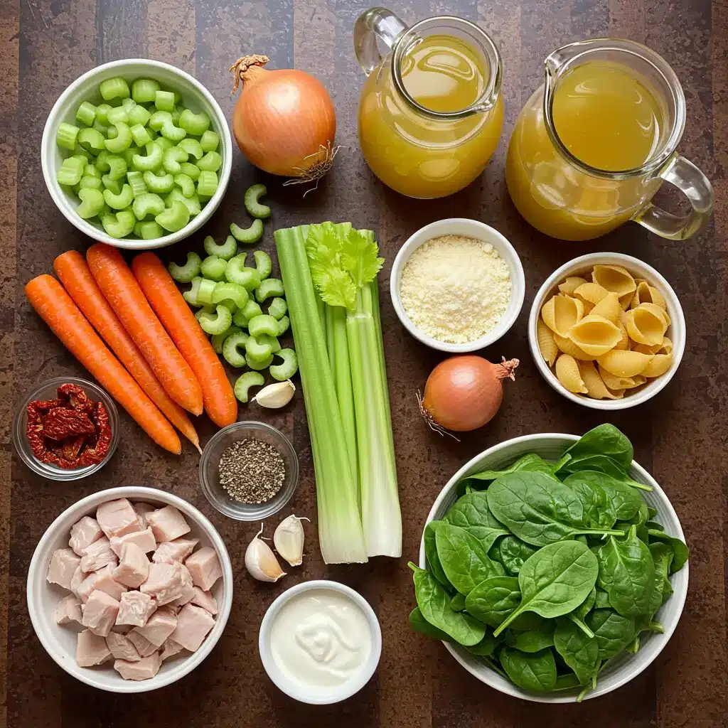 marry me chicken soup recipe ingredients flat lay