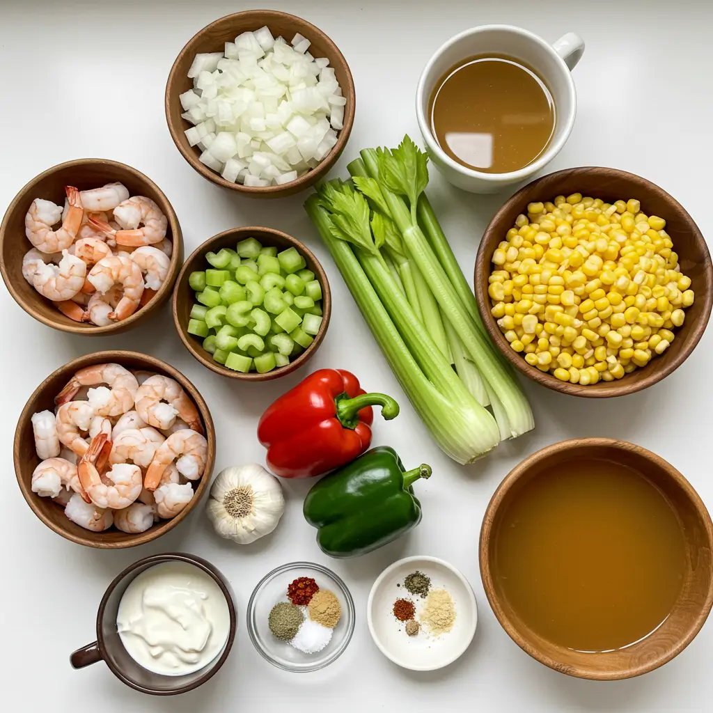 Ingredients for New Orleans Shrimp and Corn Bisque