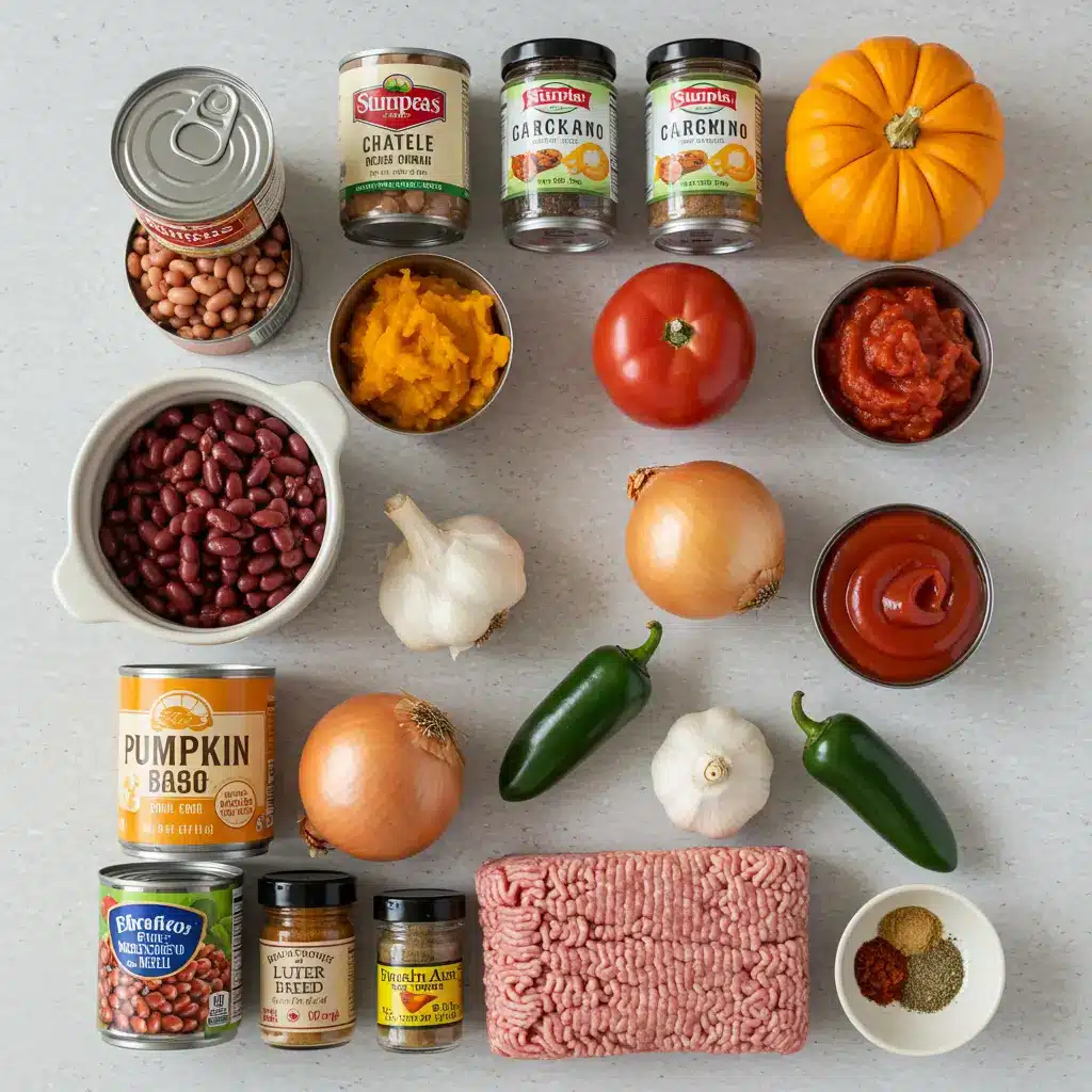 Pumpkin Chili ingredients on kitchen counter