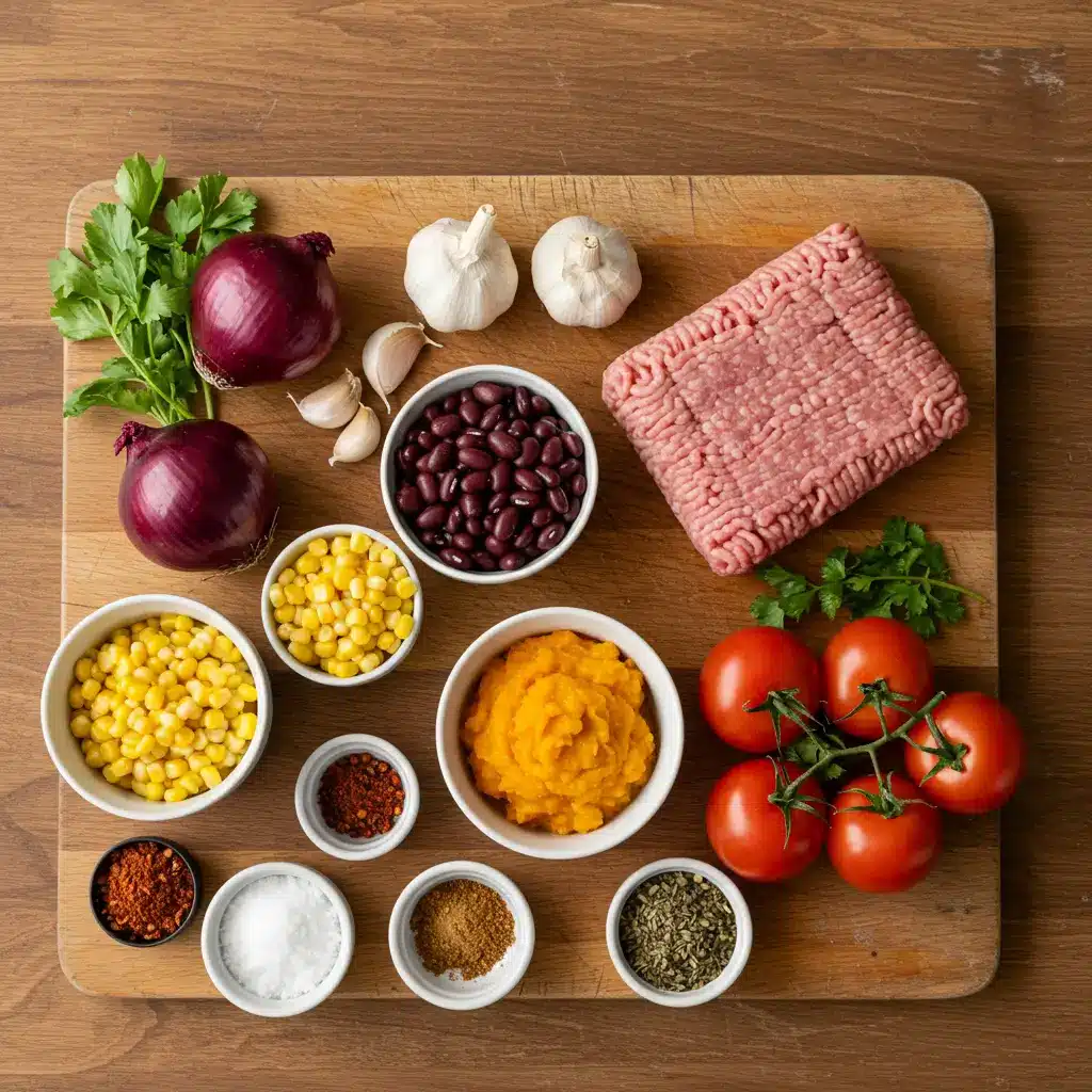 Pumpkin Chili with Black Beans & Corn ingredients