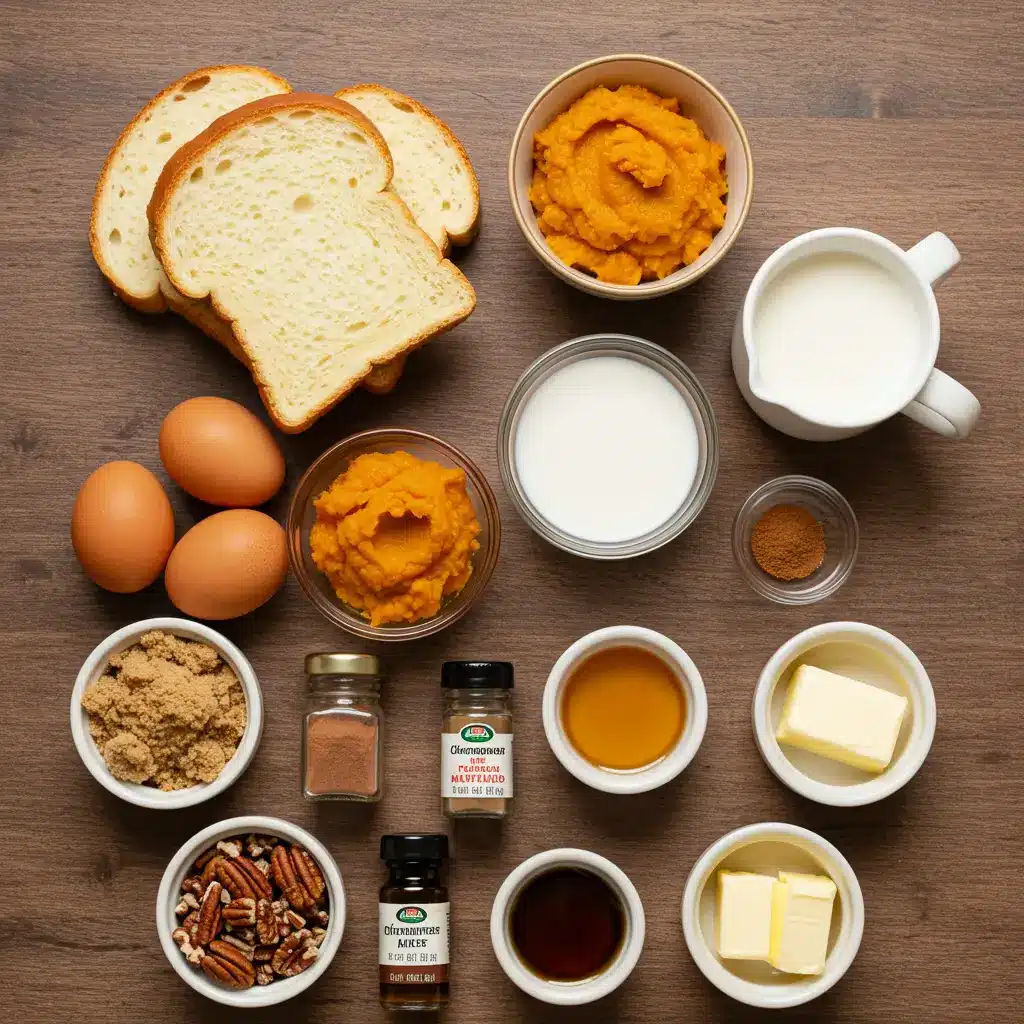Pumpkin French Toast Breakfast ingredients neatly arranged