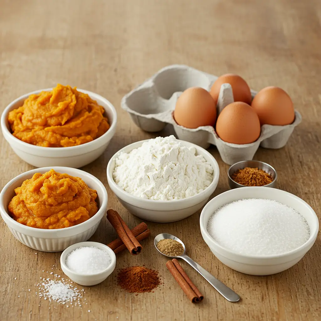 Pumpkin Muffins ingredients flat lay