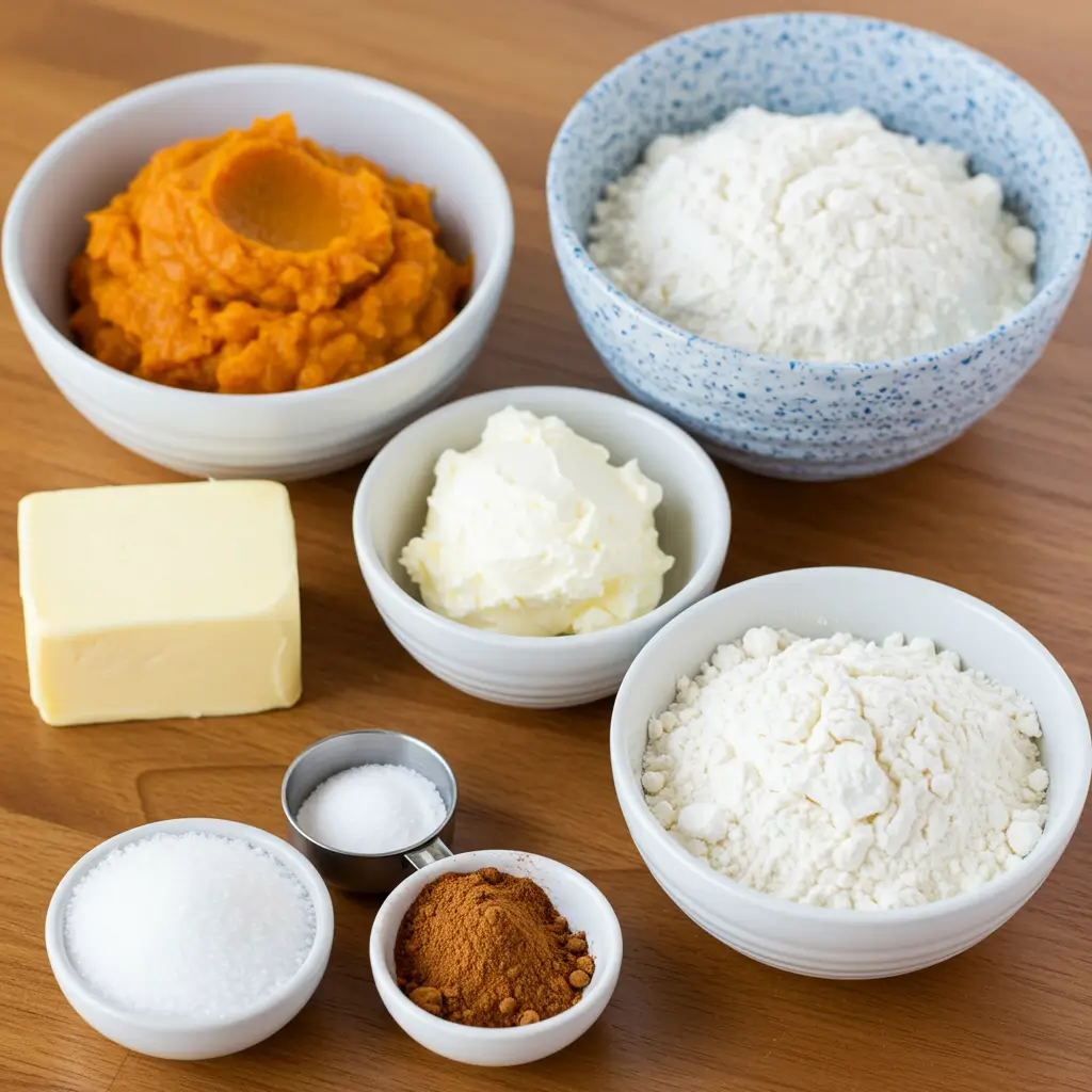 Ingredients for Pumpkin Sugar Cookies with Cream Cheese Frosting