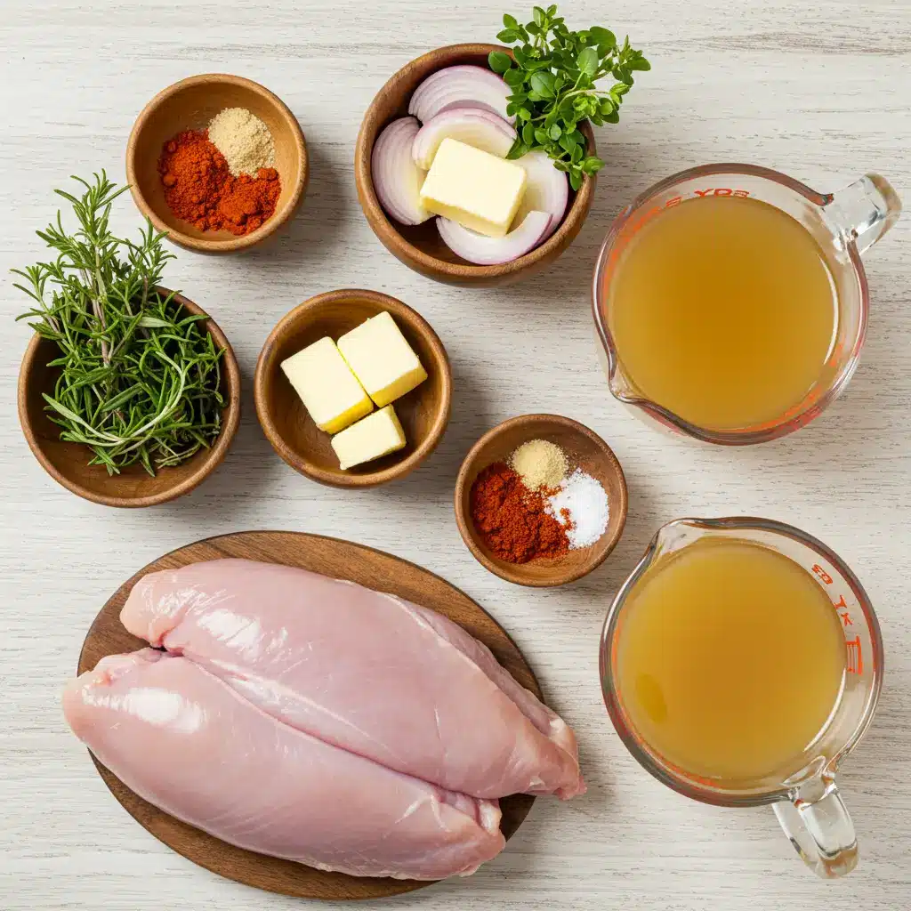 Slow Cooker Turkey Breast ingredients on wooden table
