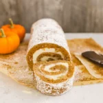 Sourdough Pumpkin Roll sliced with cream cheese filling