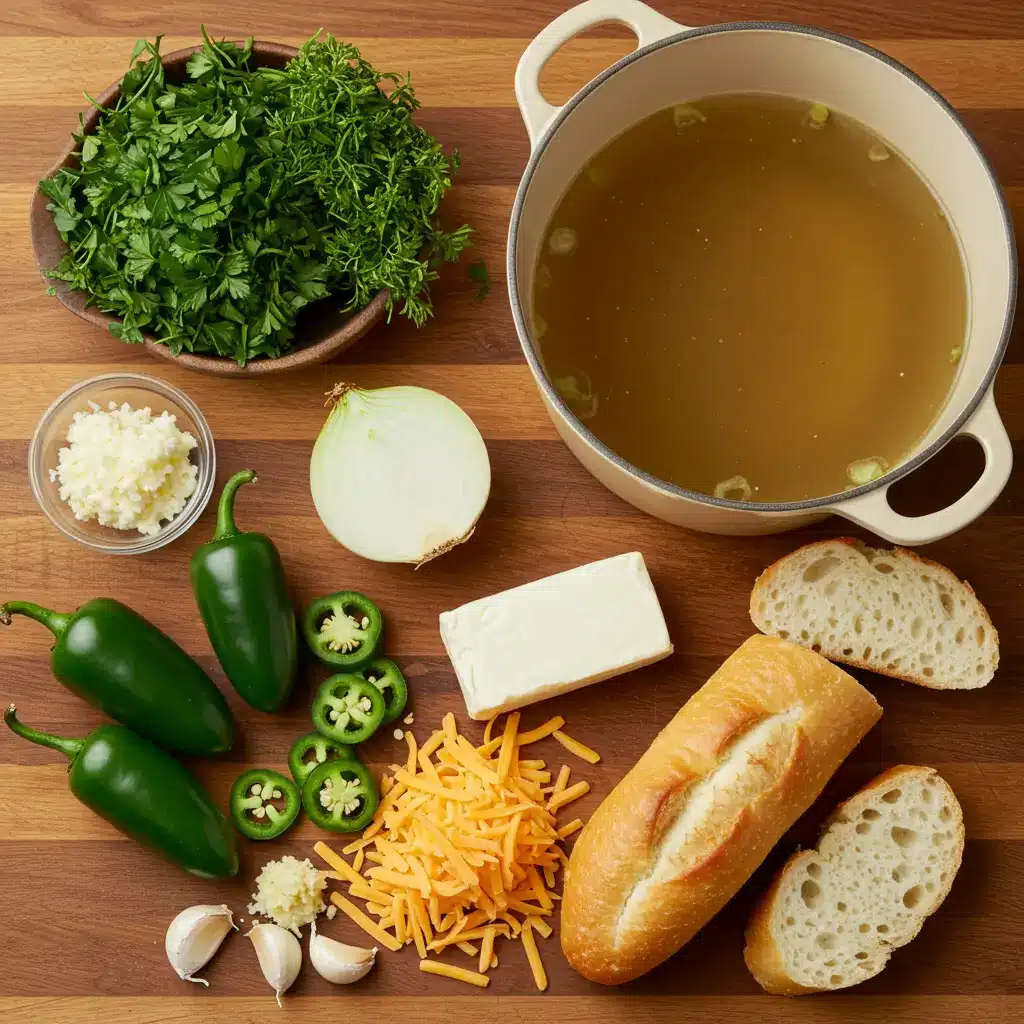 Ingredients for Spicy Jalapeño Popper Soup with Grilled Cheese Dippers