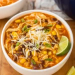 Taco Soup Recipe With Chicken served with toppings