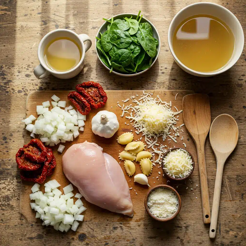 Ingredients for Tuscan Chicken Soup on counter
