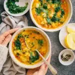 Anti-Inflammatory Veggie Soup with Turmeric in a cozy bowl
