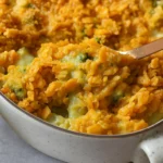 Broccoli Cheese Casserole baked golden and bubbly