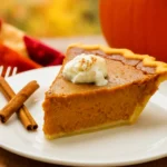 Brown Sugar Pumpkin Pie on rustic table