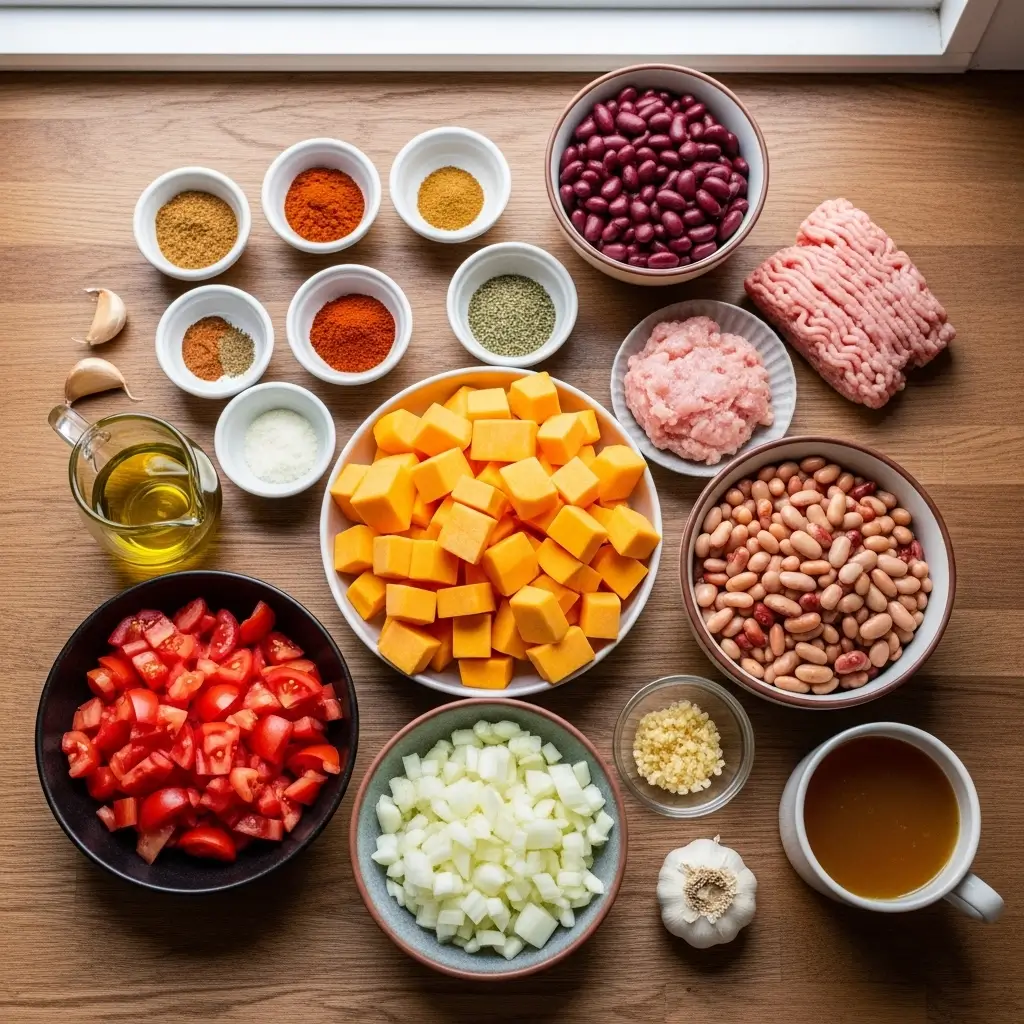 Butternut Squash Chili with Turkey Ingredients