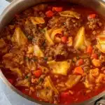 Cabbage Roll Soup Recipe served in a rustic bowl with parsley