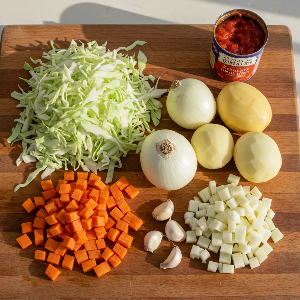 Ingredients for cabbage soup crockpot