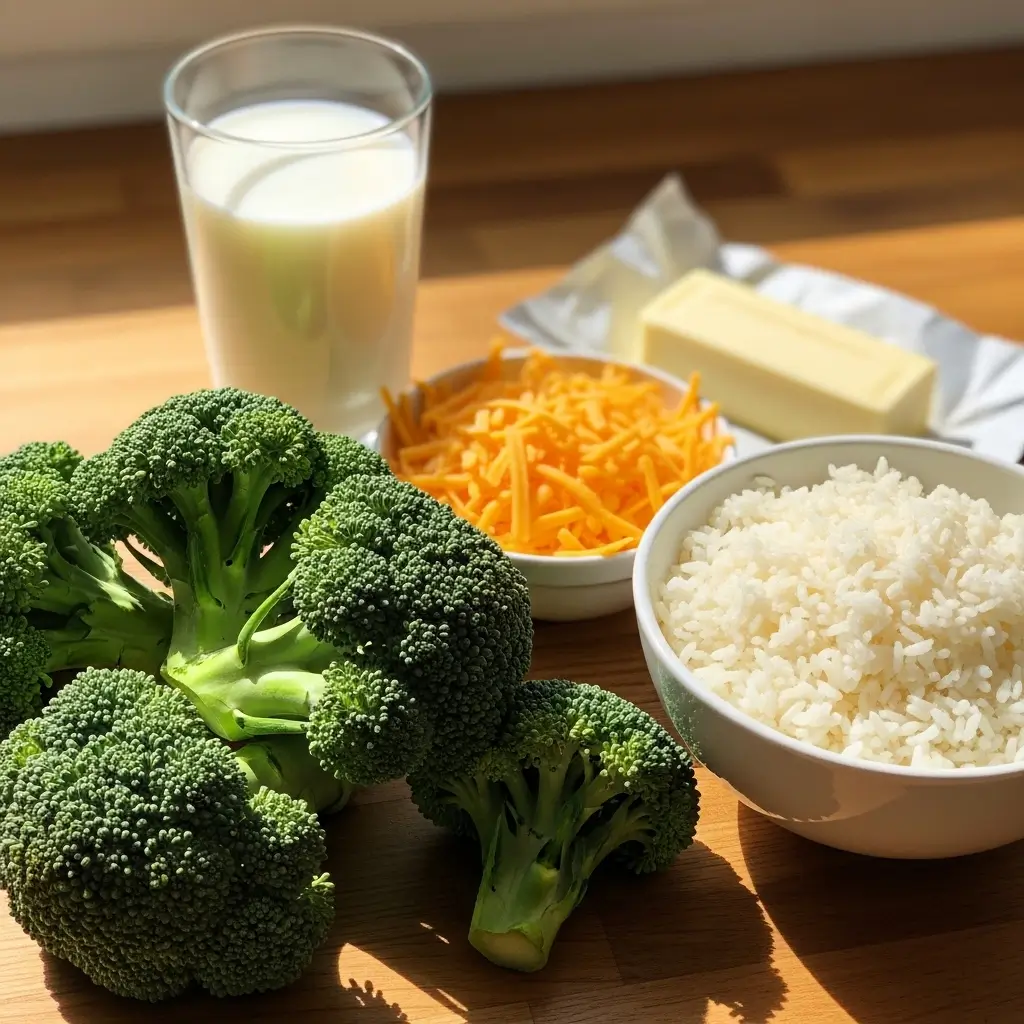 Cheesy Broccoli Rice Casserole ingredients