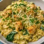 Cheesy Chicken Orzo creamy one-pot dinner recipe