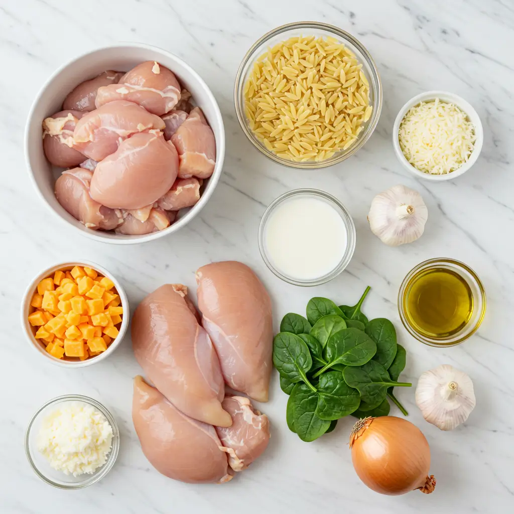 Ingredients for Cheesy Chicken Orzo recipe