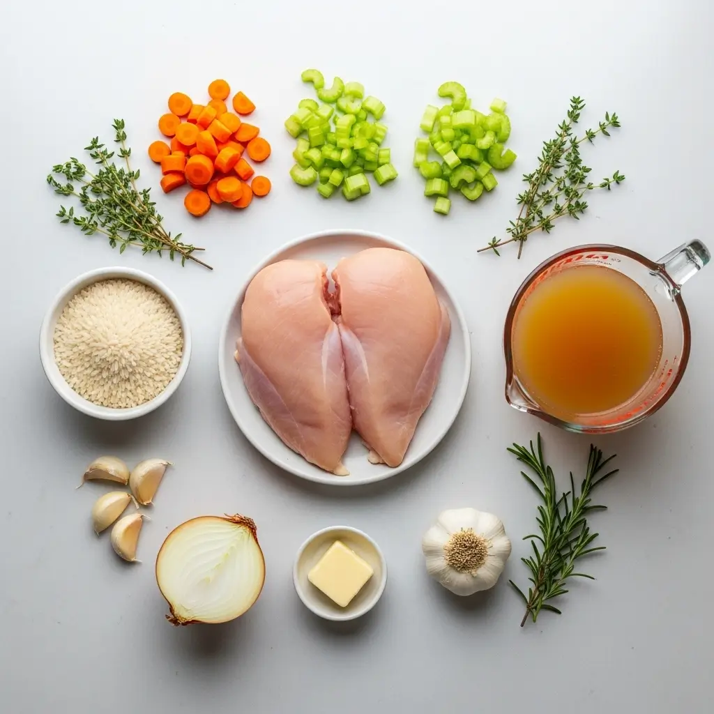 ingredients for slow cooker chicken and rice soup