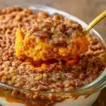 Classic Southern Sweet Potato Casserole with pecan topping