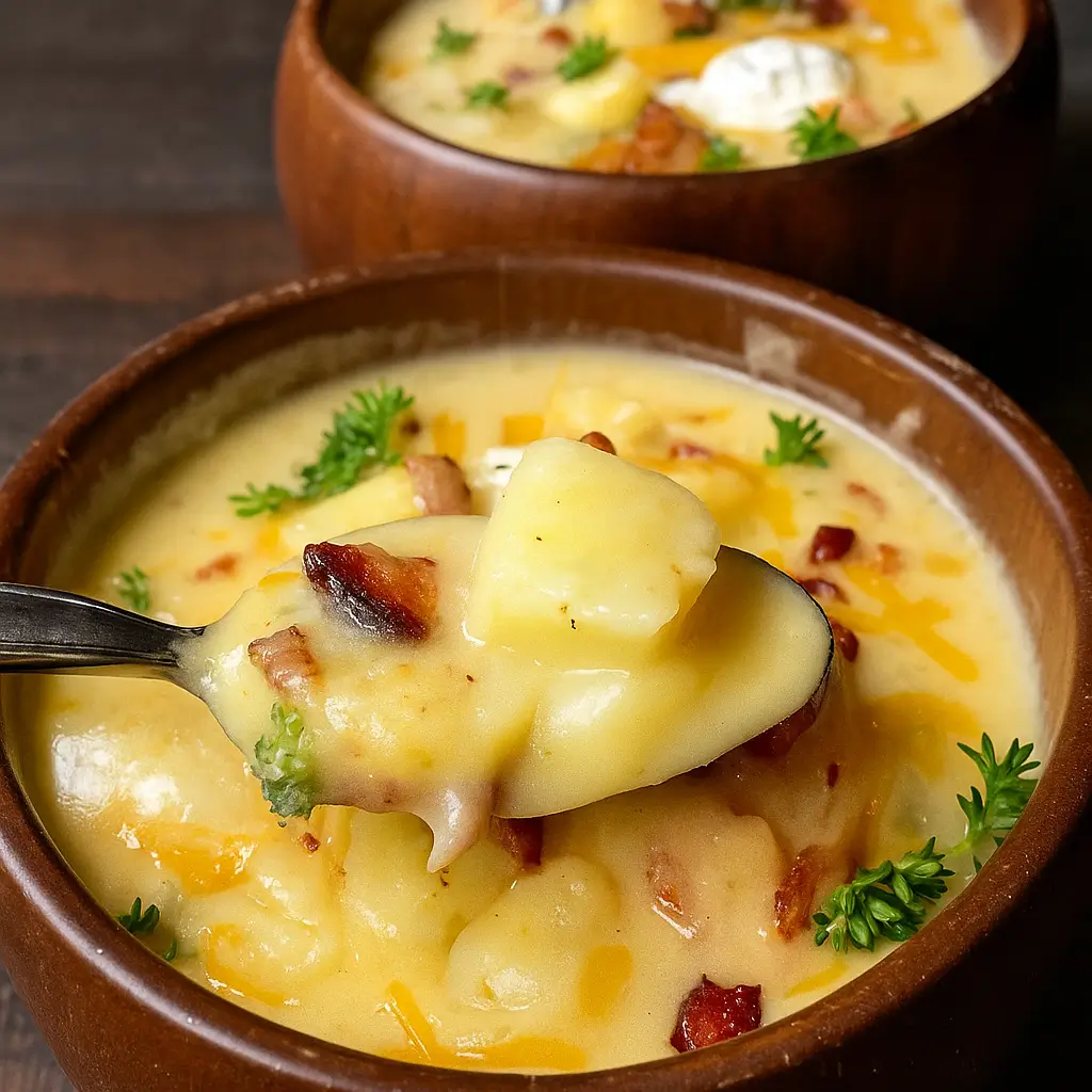 Cream Potato Soup with cheddar and green onions