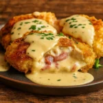 creamy chicken cordon bleu halal version with turkey ham