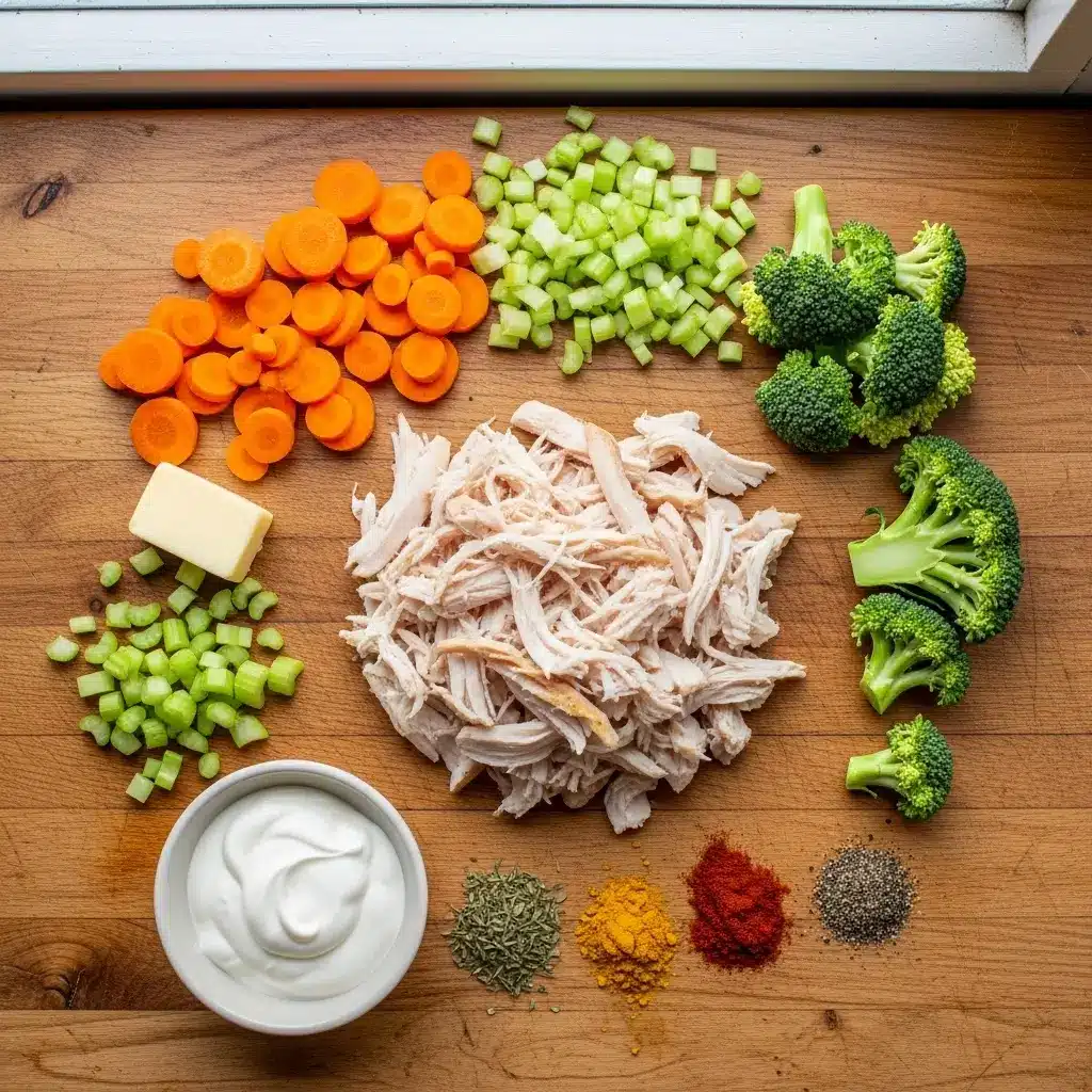 Ingredients for Creamy Chicken Maryland Soup