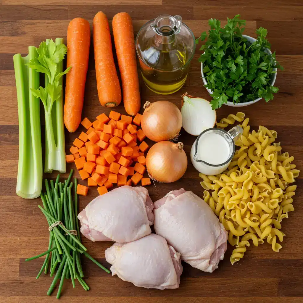 Ingredients for Creamy Chicken Noodle Soup Recipe