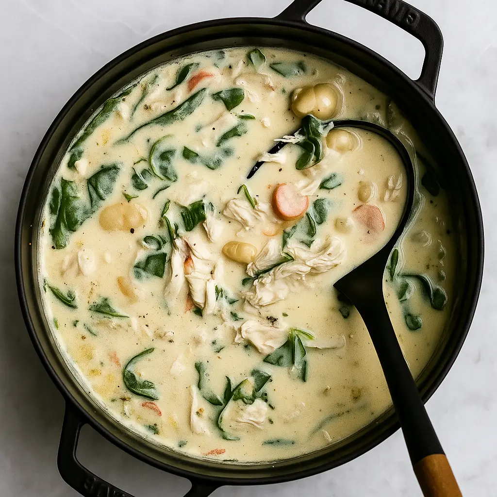 Creamy Turkey Gnocchi Soup in cozy kitchen setting