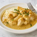 crock pot chicken and gravy recipe served with mashed potatoes