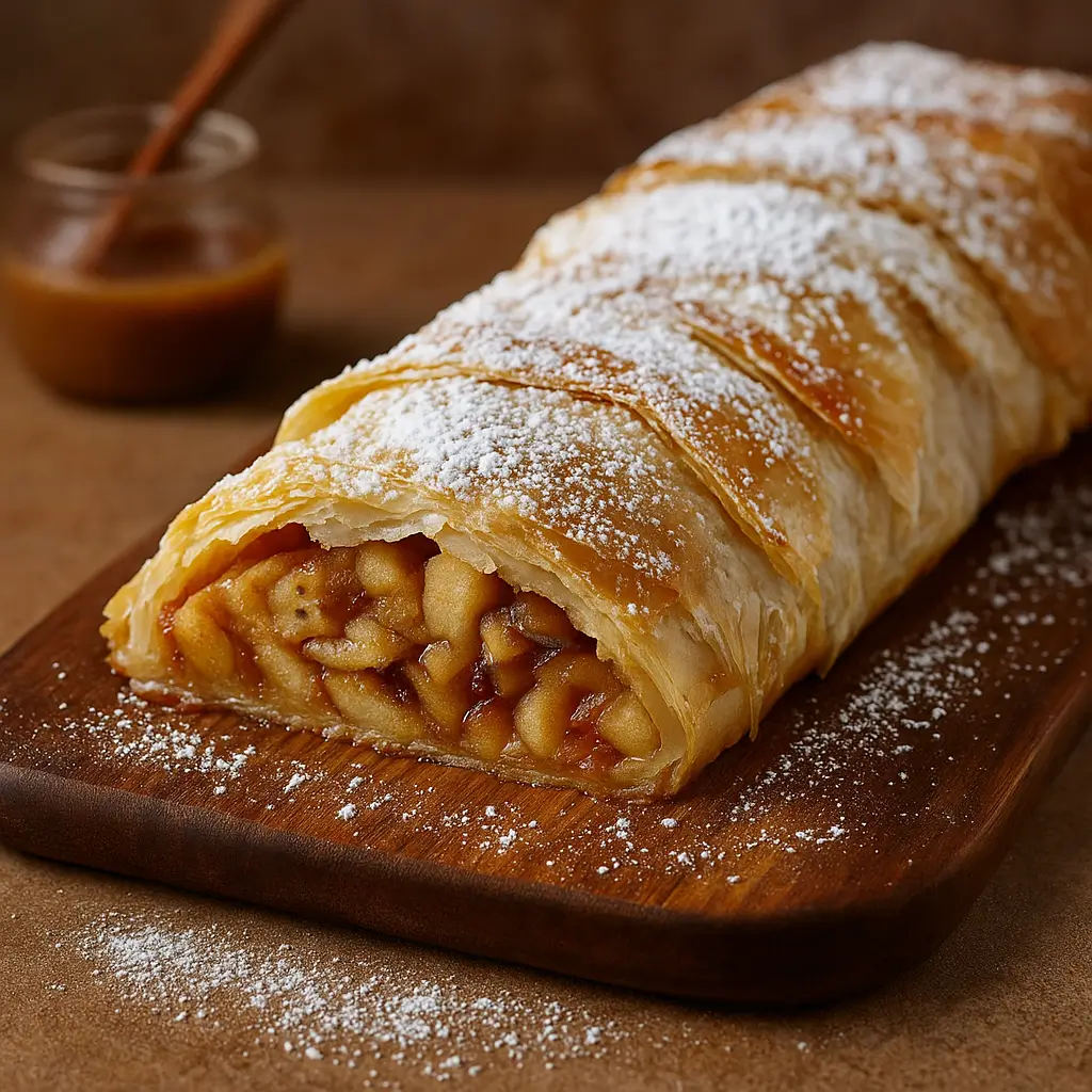 Easy Apple Strudel with flaky puff pastry and apples