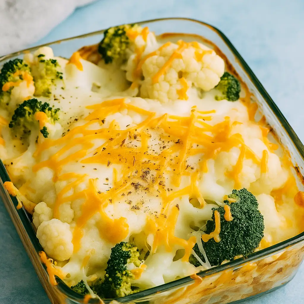 Easy Cheesy Broccoli and Cauliflower Bake – Comfort in Every Bite