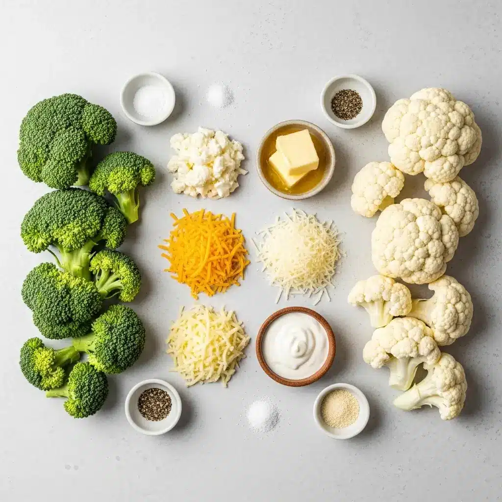 Easy Cheesy Broccoli and Cauliflower Bake Ingredients