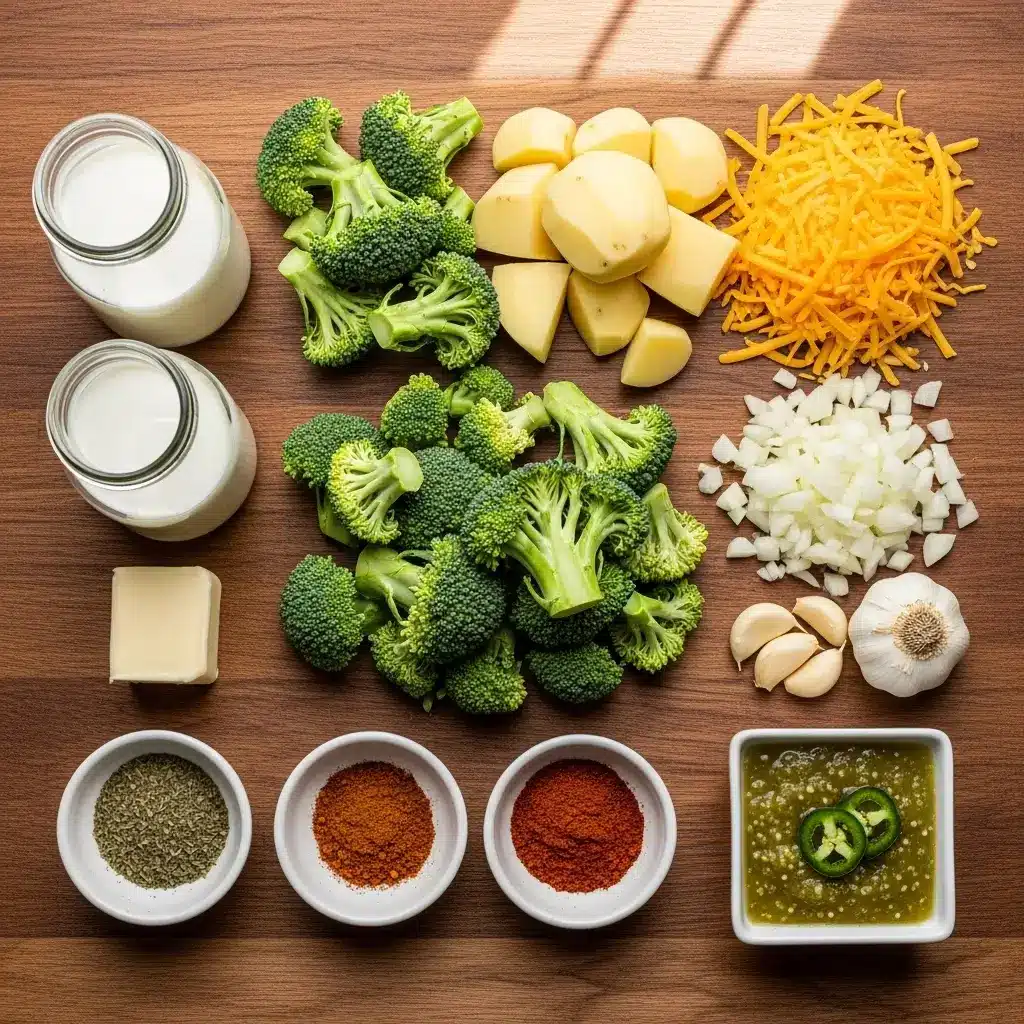 Easy Spicy Broccoli Cheddar Potato Soup Ingredients