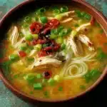 Ginger Garlic Chicken Soup ingredients on rustic table