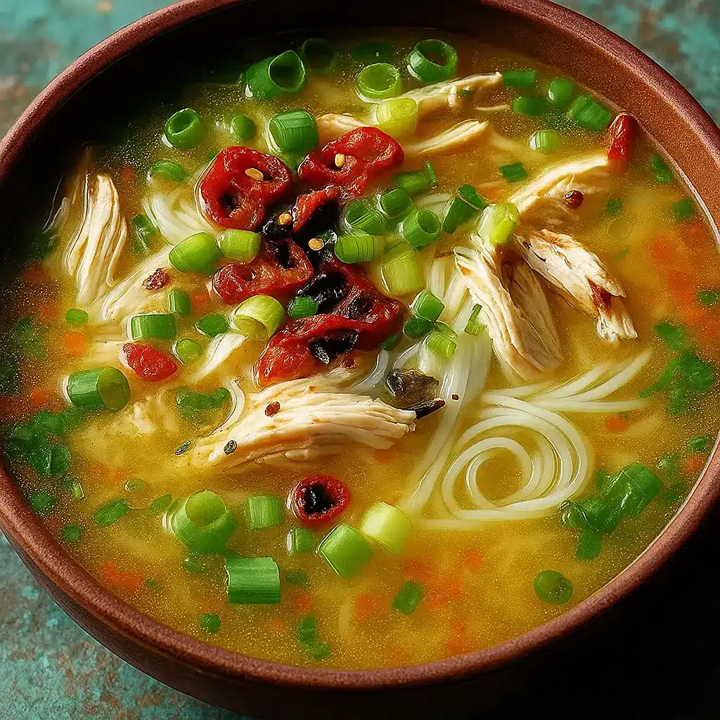 Ginger Garlic Chicken Soup ingredients on rustic table