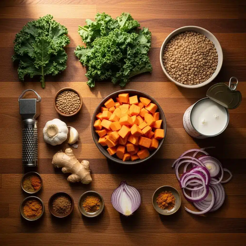 Ingredients for Ginger Sweet Potato Coconut Milk Stew