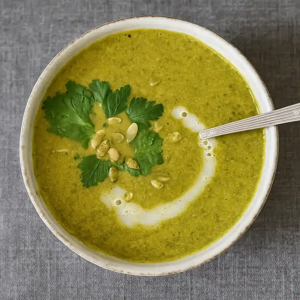 Green Goddess Soup Recipe in a rustic bowl