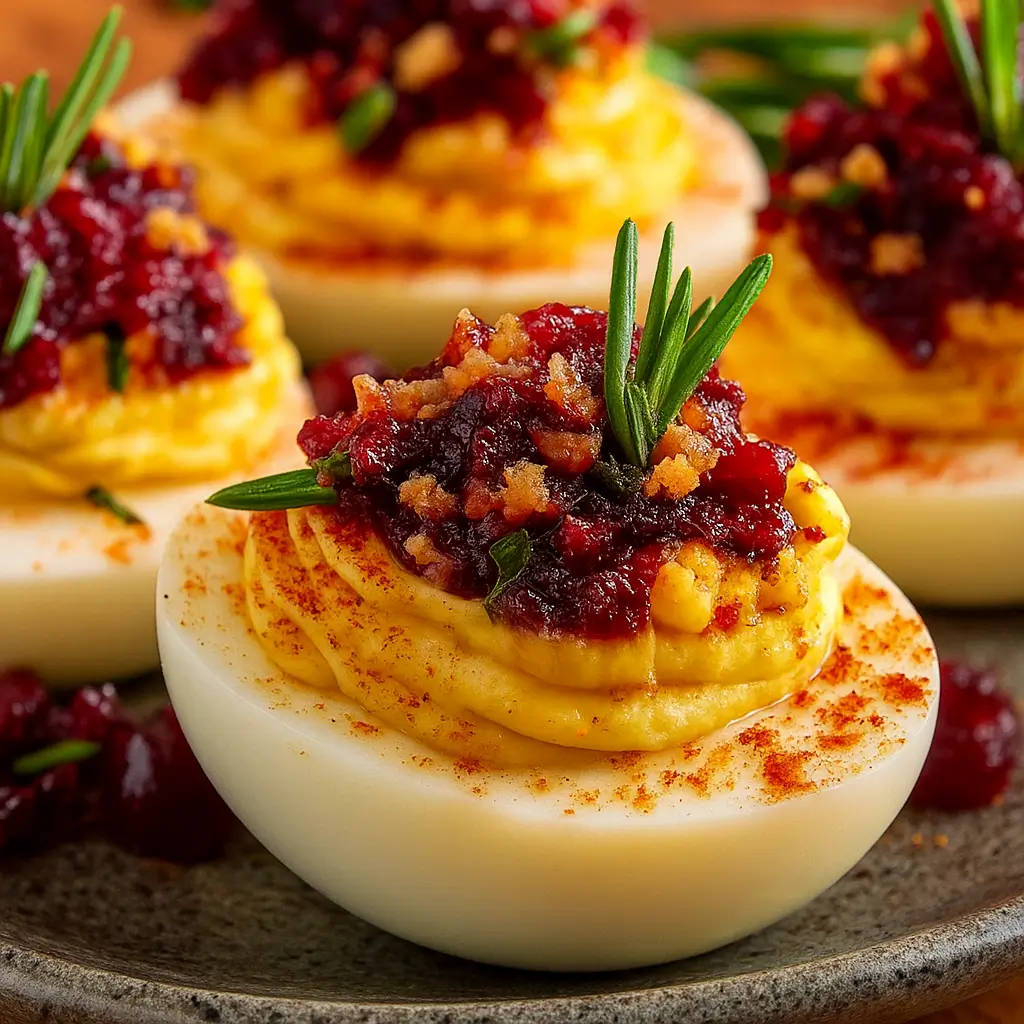 Harvest Cranberry Deviled Eggs: A Stunning Holiday Appetizer