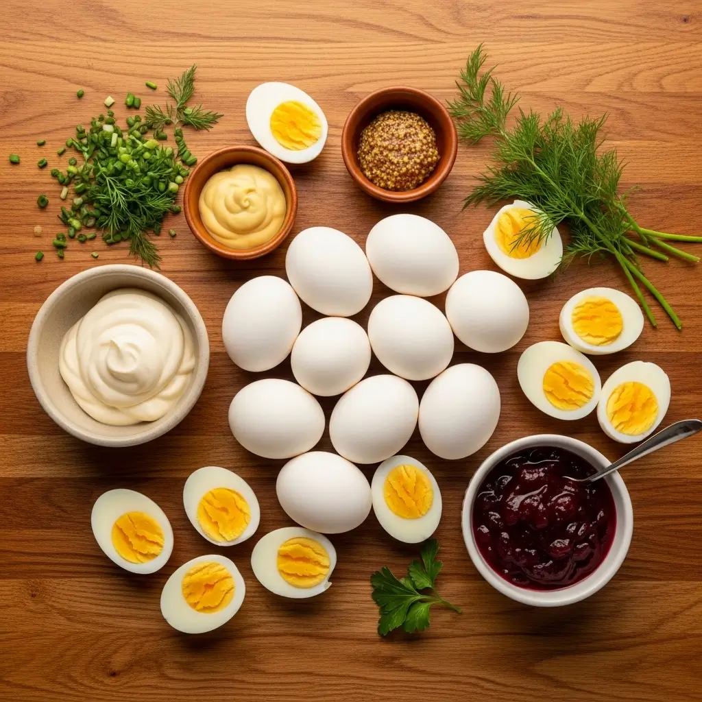 Harvest Cranberry Deviled Eggs ingredients