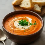 Healing Pumpkin Soup in a rustic bowl