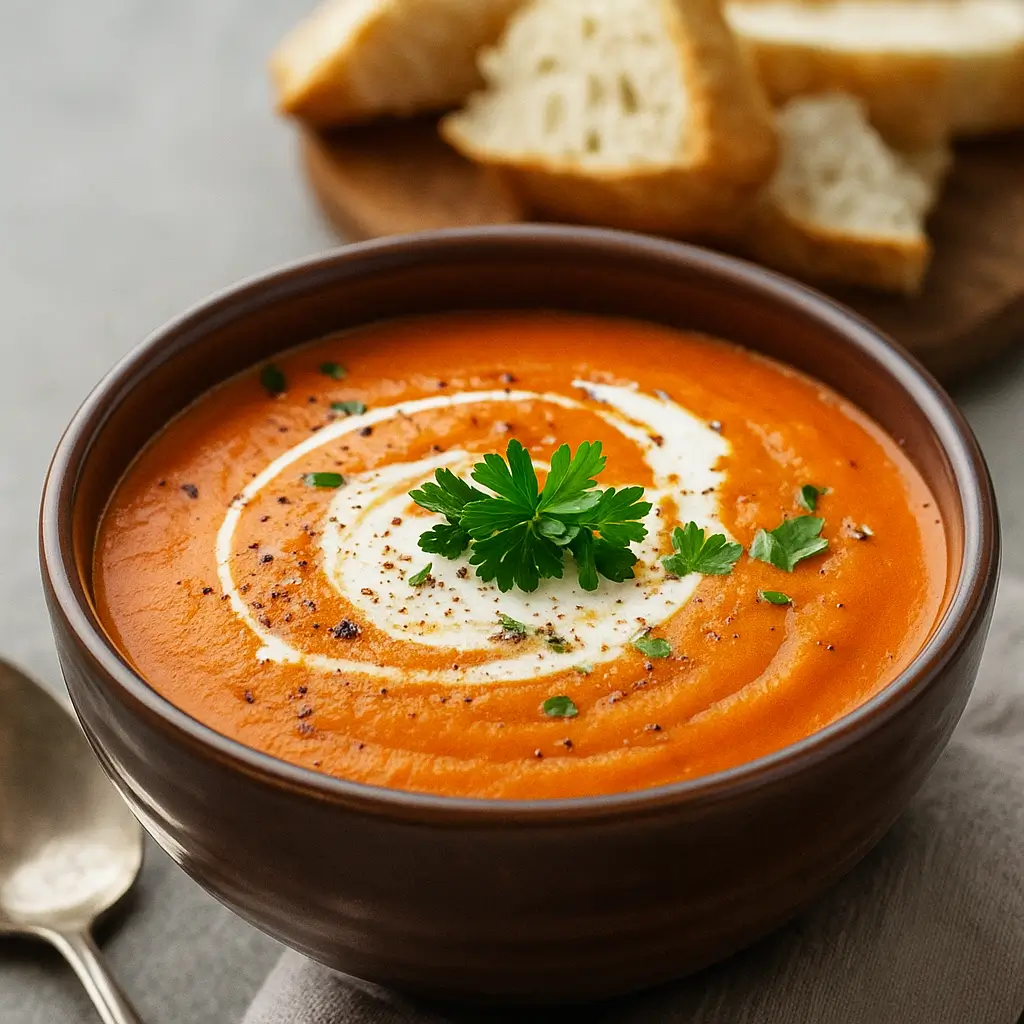 Healing Pumpkin Soup in a rustic bowl