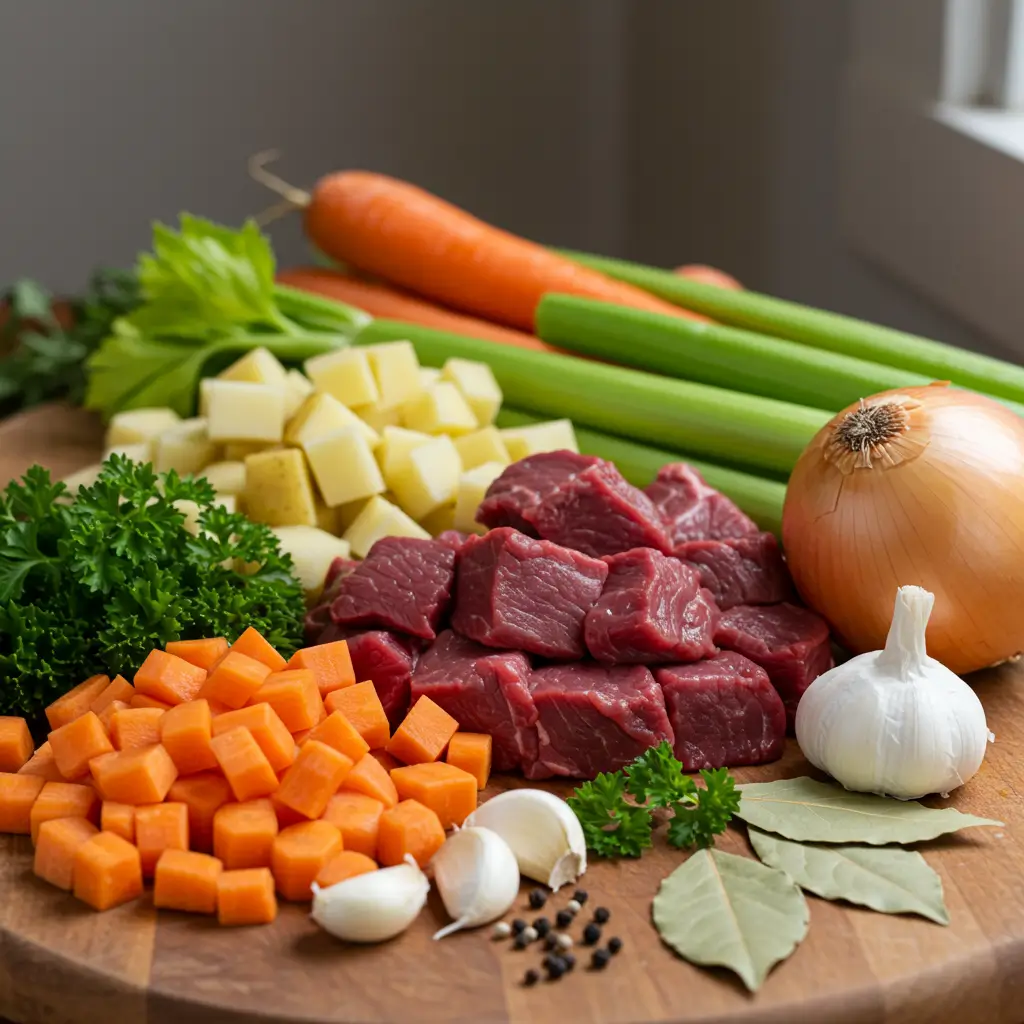 Ingredients for Hearty Vegetable Beef Soup Recipe
