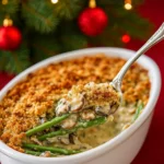 Holiday Green Bean Casserole on a festive holiday table