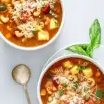 homemade minestrone soup in a bowl