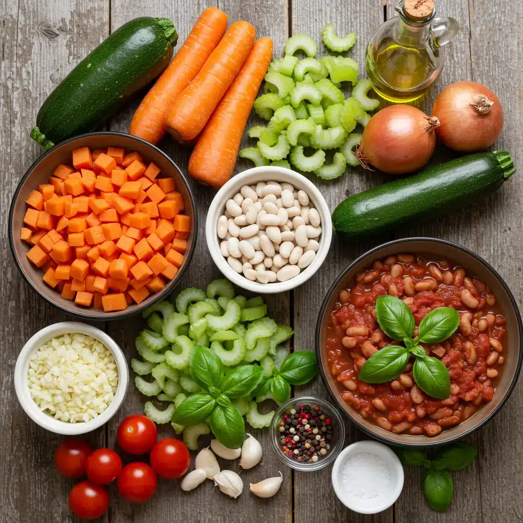 fresh ingredients for homemade minestrone soup