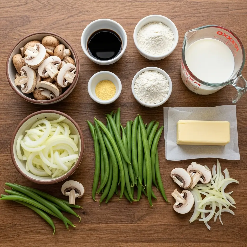 Ingredients for Homemade Southern Green Bean Casserole
