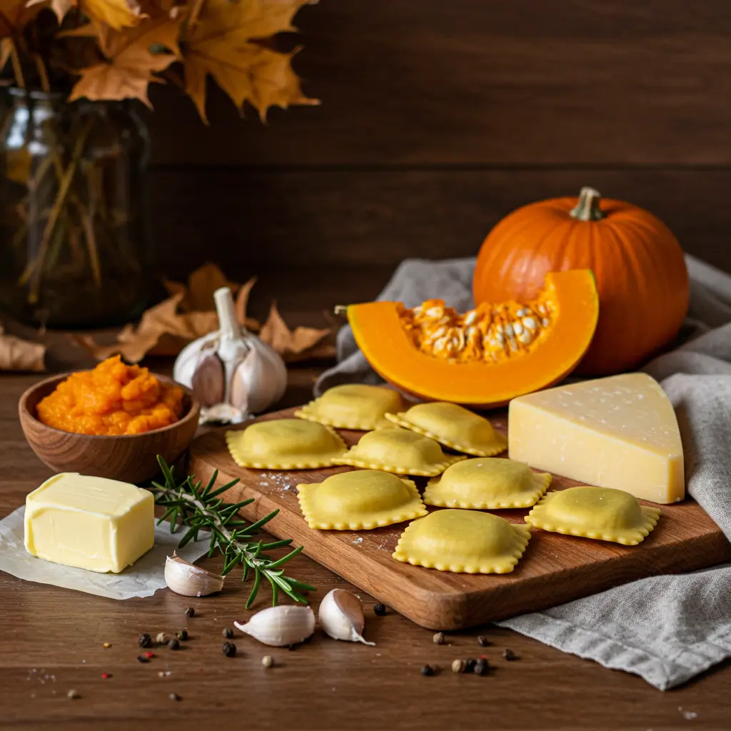 Ingredients for 20 Minute Creamy Pumpkin Ravioli