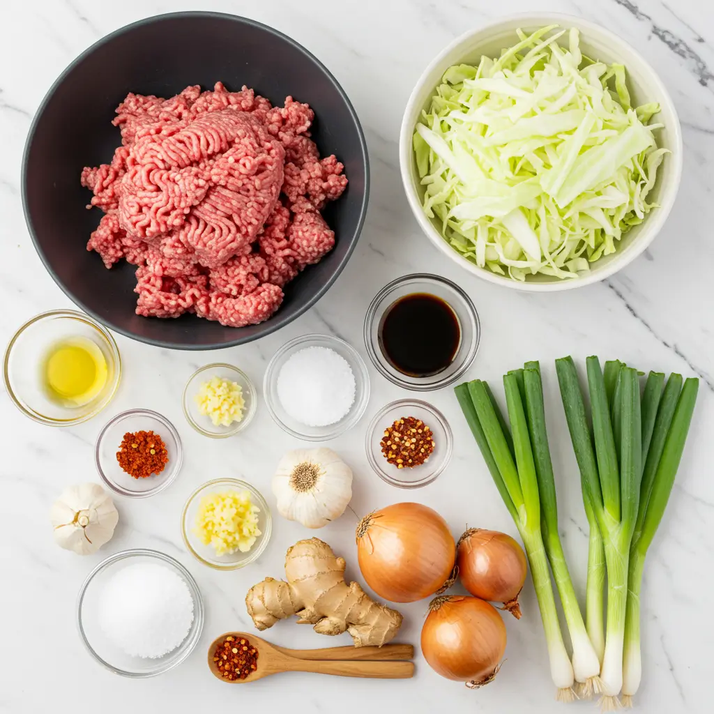 Ingredients for Chinese Ground Beef and Cabbage Stir-Fry Recipe