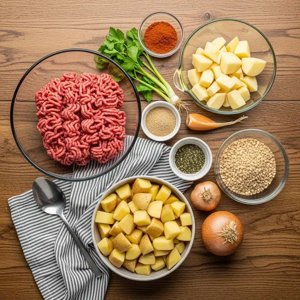 Ingredients for Ground Beef and Potato Soup