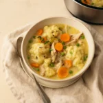 Instant Pot Chicken and Dumplings Recipe served in a cozy bowl